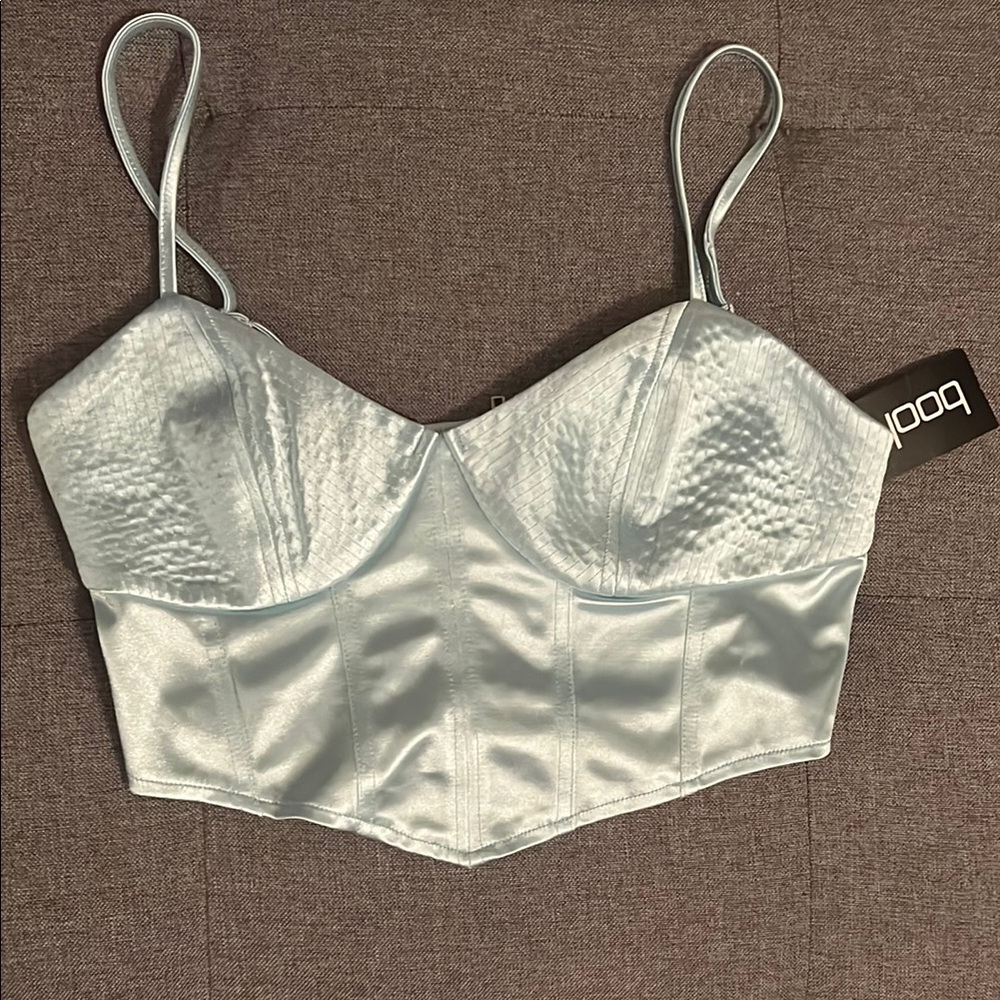 Light Blue Satin Bustier Top